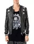 philipp plein cuir veste cool paradise embroidered stars white